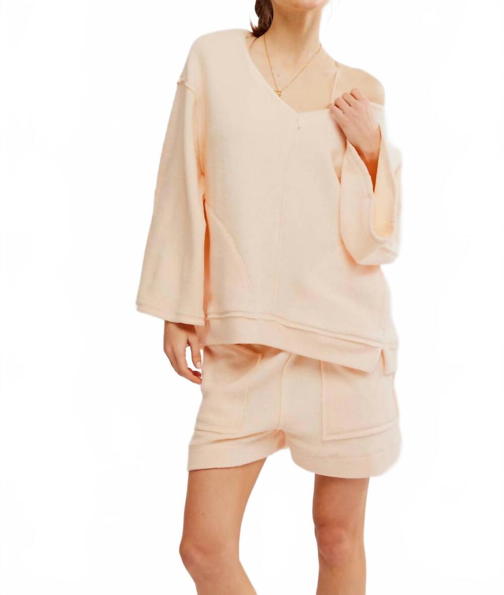 NEW FREE PEOPLE women's day off pullover in peach